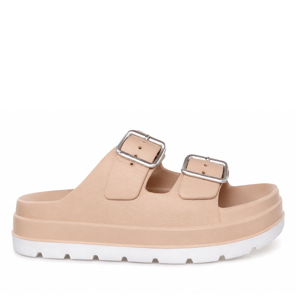 MIA 8 Slide Sandals Platform Double Buckle Blush Pink Chunky Lug Sole Summer
